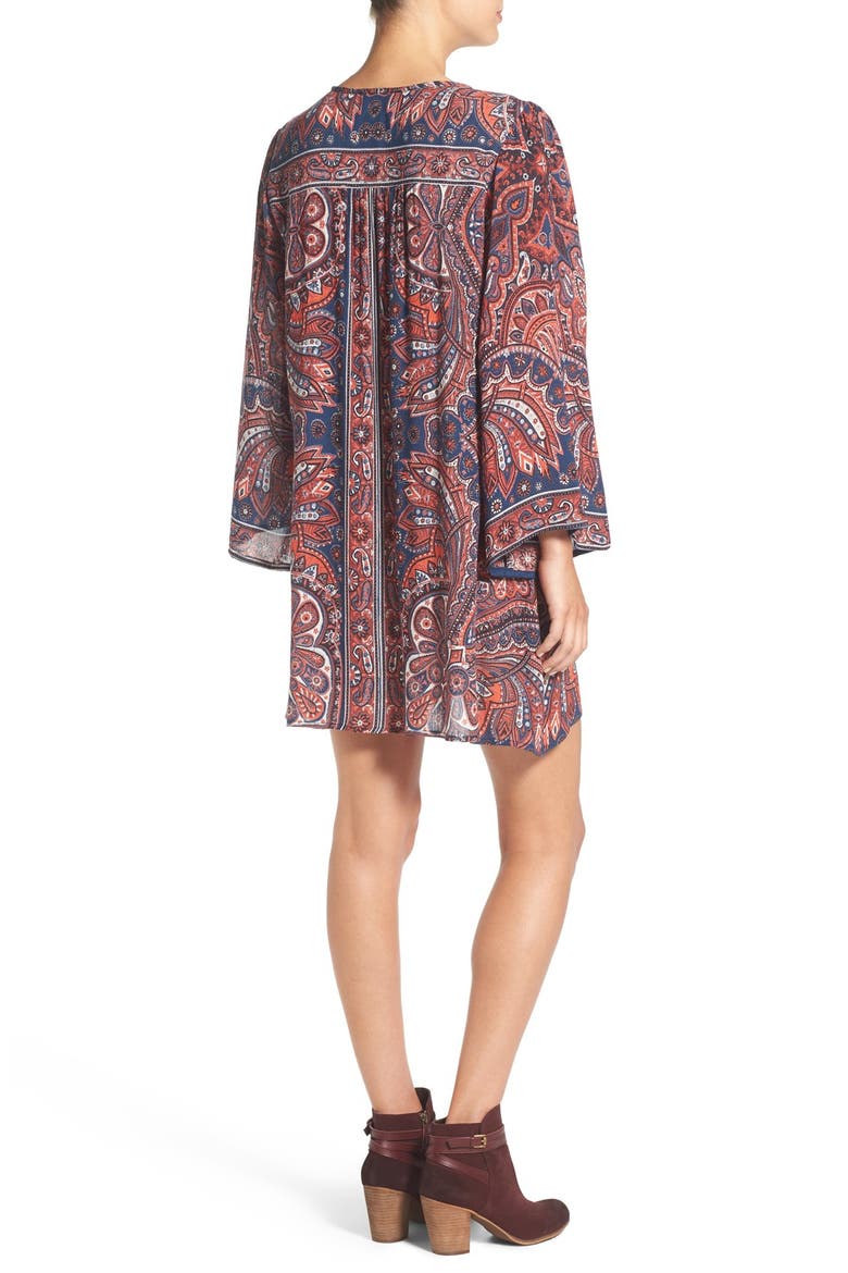 Print Shift Dress, Alternate, color, INDIGO
