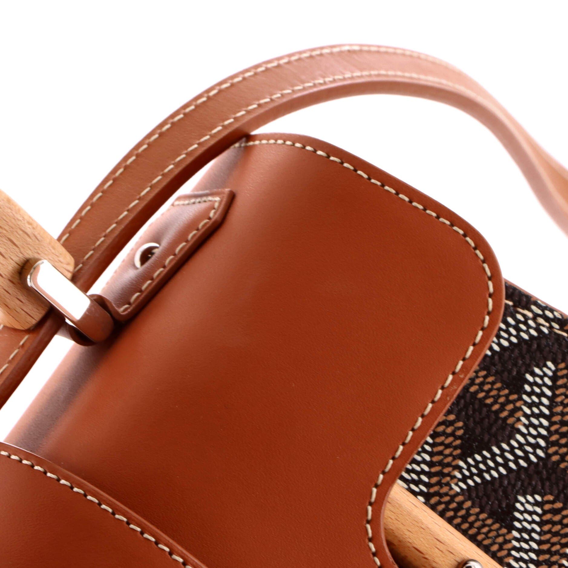 Structured Saigon Top Handle Bag Coated Canvas with Leather Mini, Alternate, color, Brown