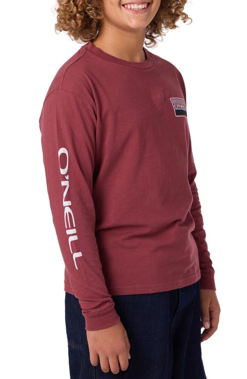 O'neill Kids' Banner Long Sleeve Cotton Graphic T-shirt In Burgundy