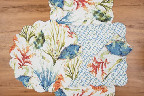 C & F Home C&f Home Marino Quilted Reversible Colorful Coastal Table Runner In Multi