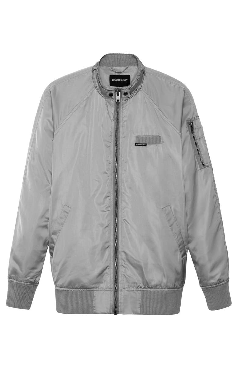 Members Only Women's Satin Bomber Jacket, Alternate, color, Silver