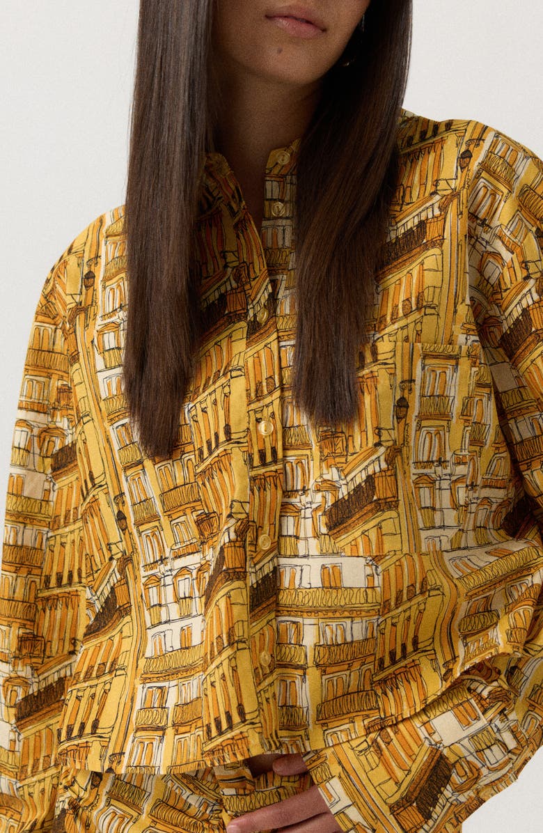 SOMETHING NEW Victoria Print Crop Button-Up Shirt, Alternate, color, 