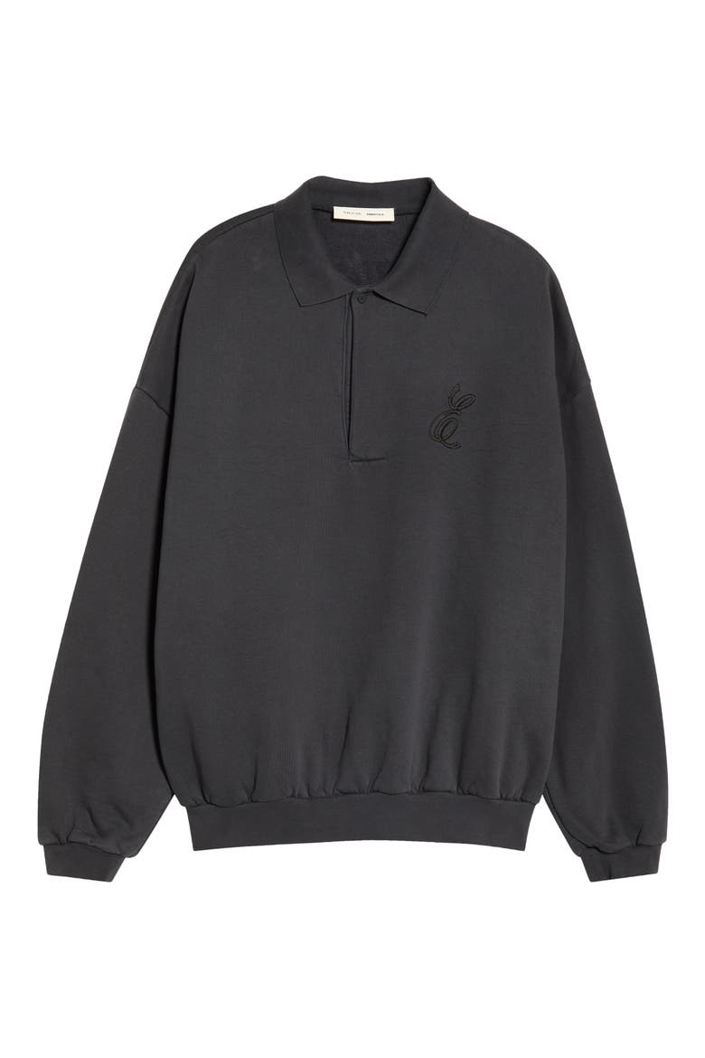 Embroidered Classic Cotton Fleece Polo Sweatshirt, Alternate, color, VINTAGE BLACK
