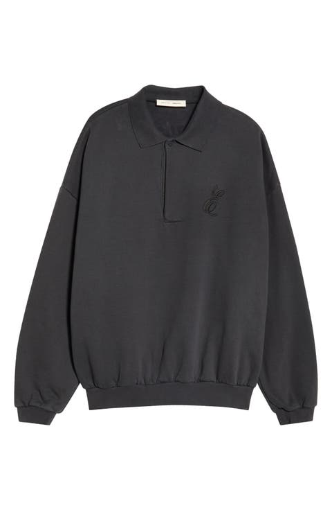 Embroidered Classic Cotton Fleece Polo Sweatshirt