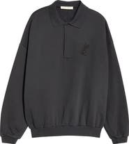 Fear of God Essentials Embroidered Classic Cotton Fleece Polo Sweatshirt