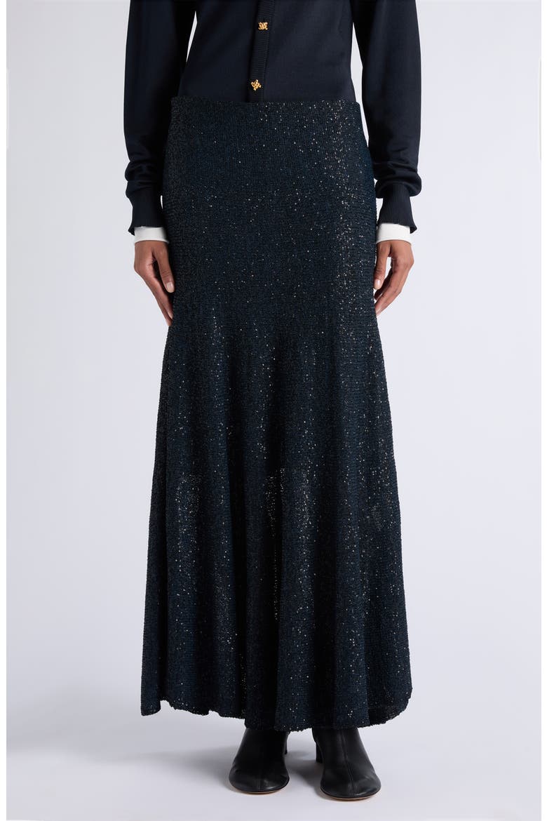 Sequins Double Layer Knit Skirt, Main, color, 4071 MIDNIGHT BLUE