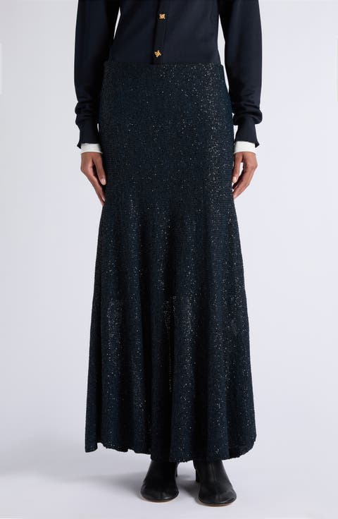 Sequins Double Layer Knit Skirt