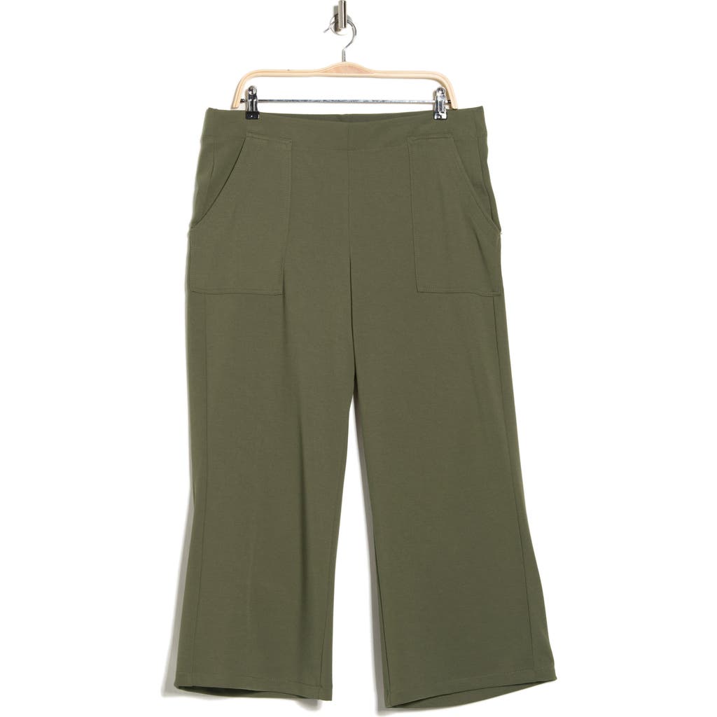 Max Studio Crop Wide Leg Pants In Green