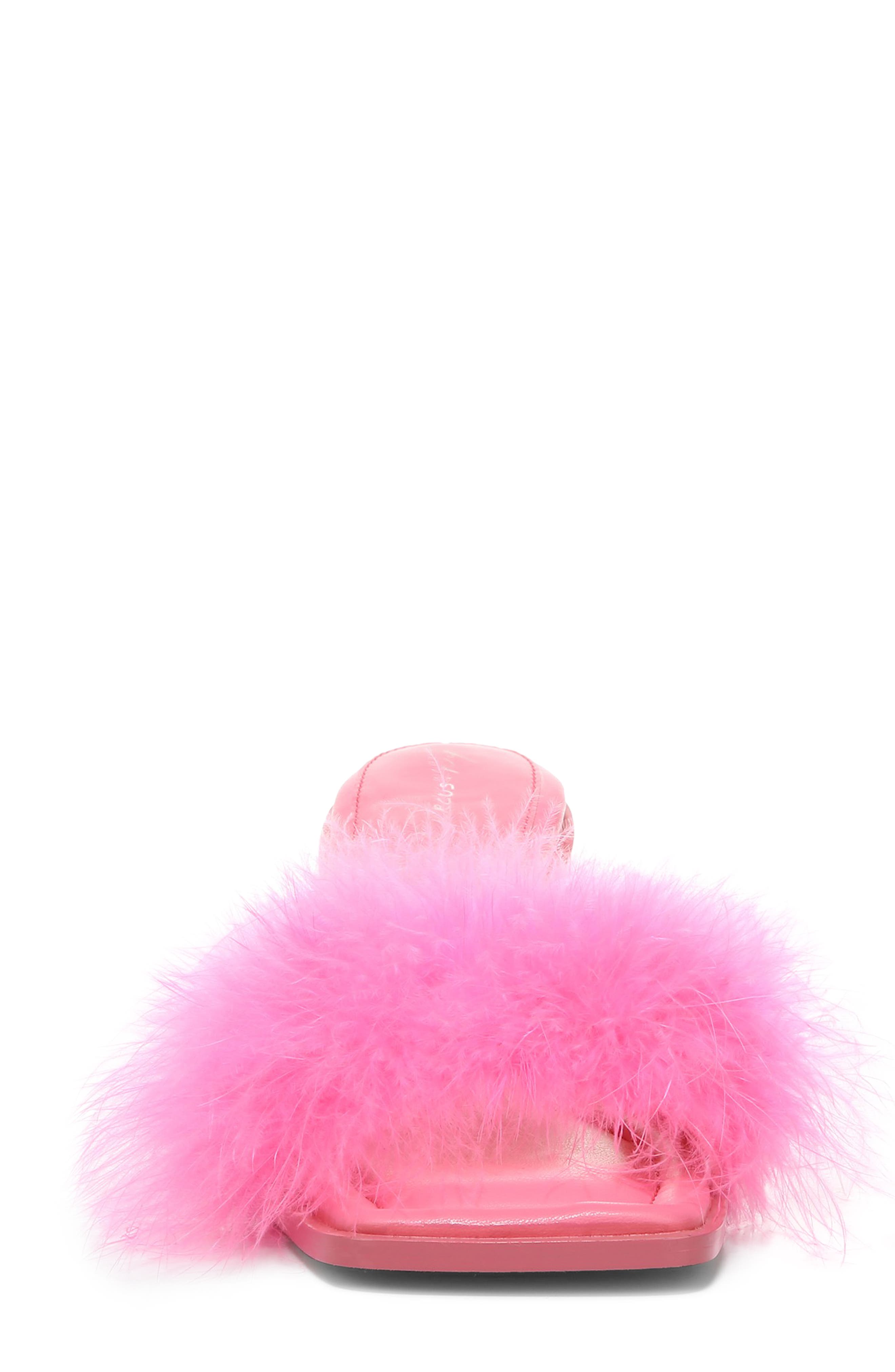 Florence Feather Slide Sandal, Alternate, color, PUNK PINK