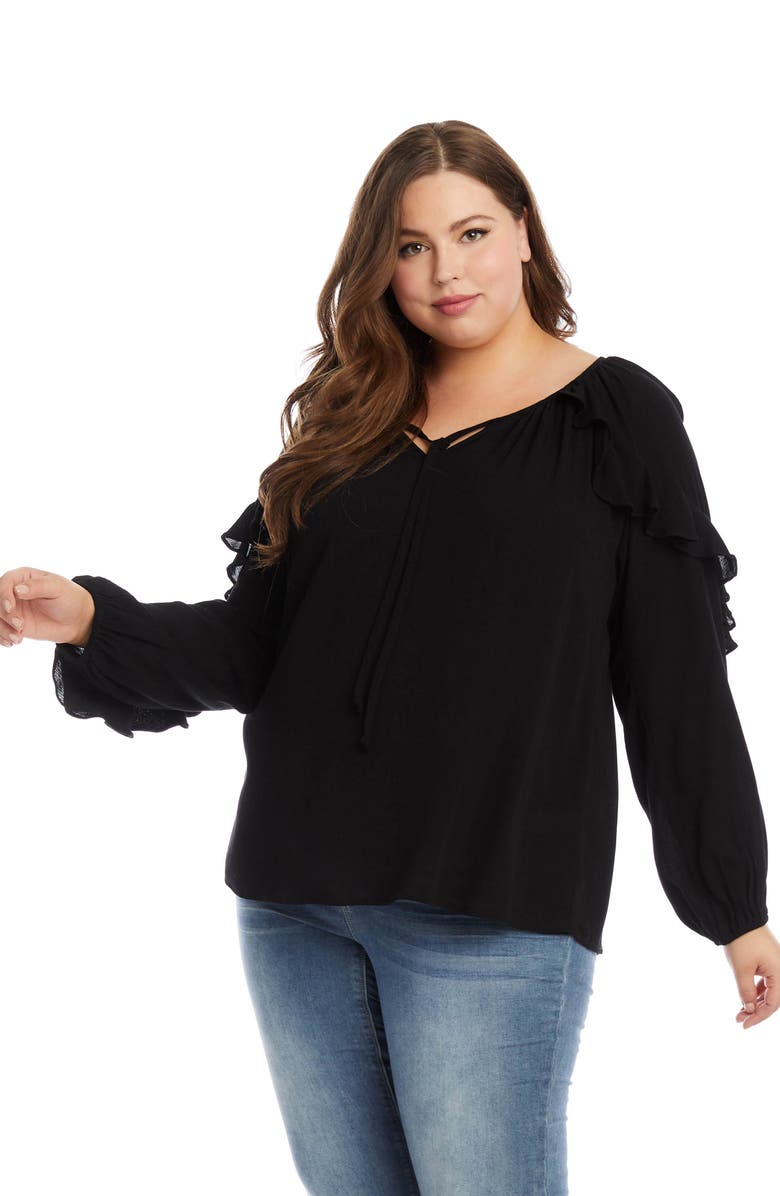 Karen Kane Ruffle Long Sleeve Top, Alternate, color,