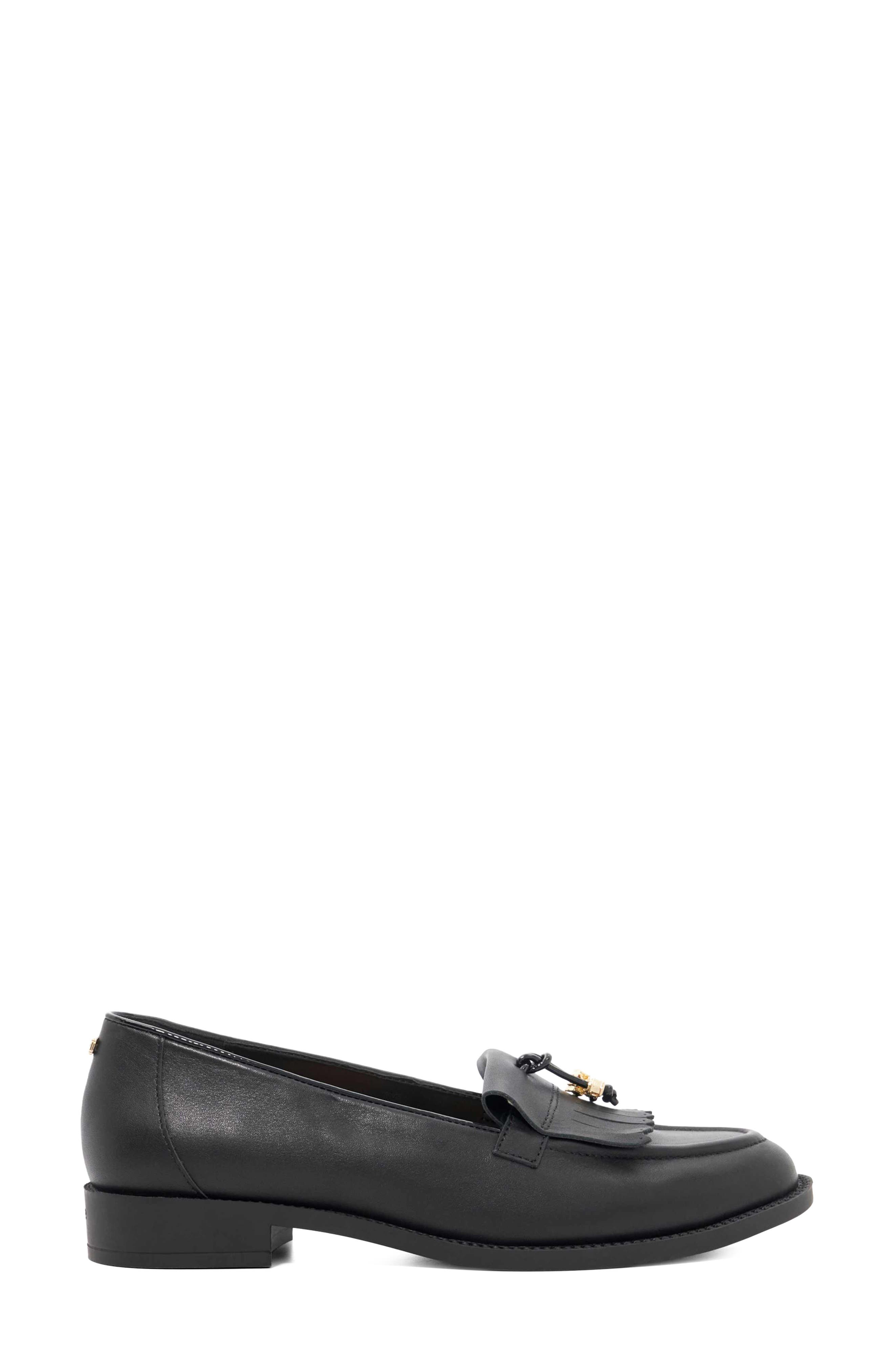 Globetrot Leather Tassel Loafer, Alternate, color, BLACK