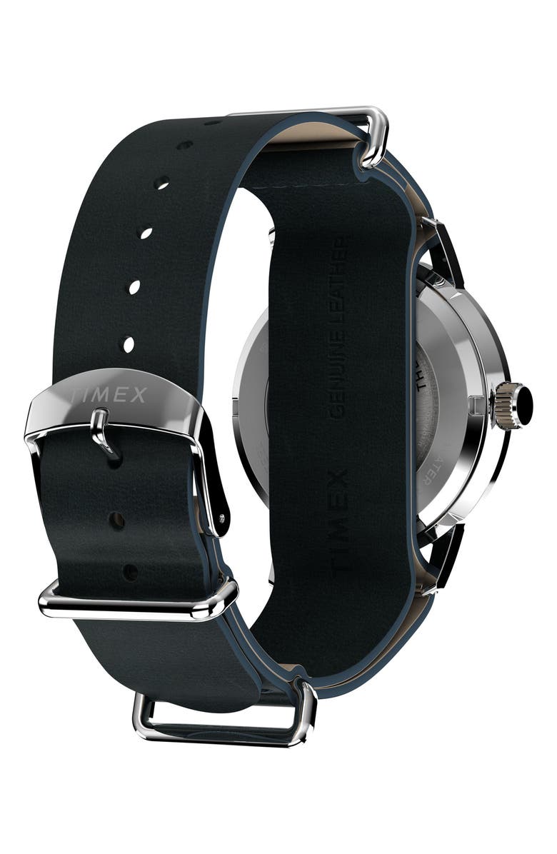 Timex<sup>®</sup> Peanuts<sup>®</sup> x Timex Marlin<sup>®</sup> Automatic Pickleball 40mm Leather Strap Watch, Alternate, color, White/ Silver-Tone
