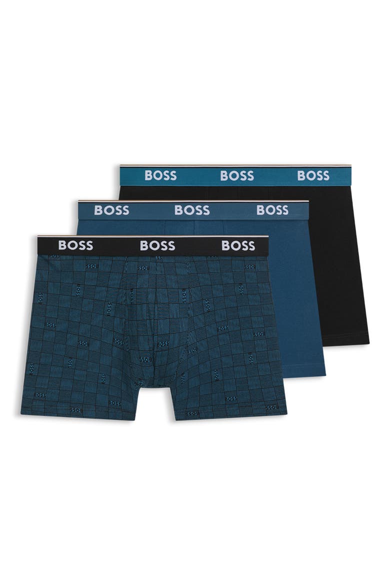 Assorted 3-Pack Power Stretch Cotton Boxer Briefs, Main, color, BLUE MULTI