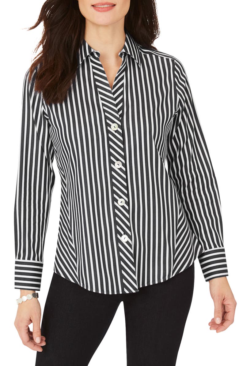 Foxcroft Paityn Stripe Button-Up Shirt, Main, color, 