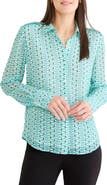 NIC+ZOE Geo Steps Relaxed FIt Chiffon Button-Up Shirt
