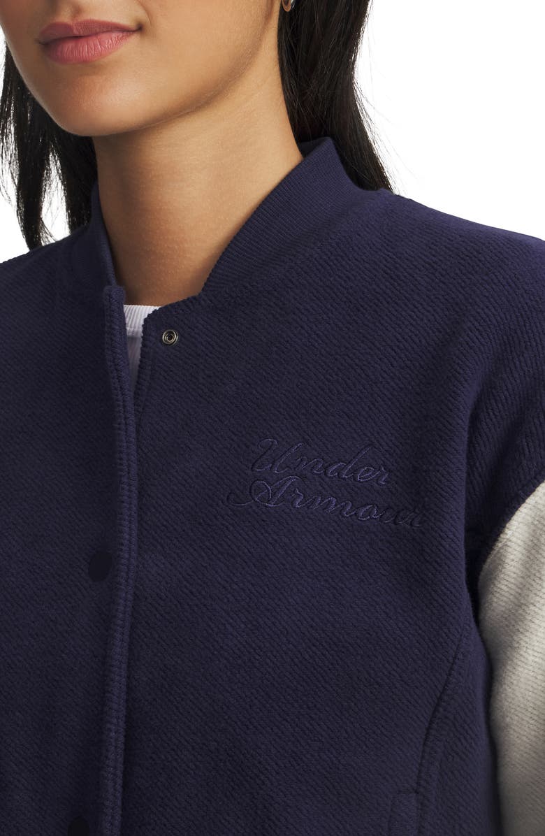 Under Armour Icon Terry Varsity Jacket, Alternate, color, Navy / White / Navy