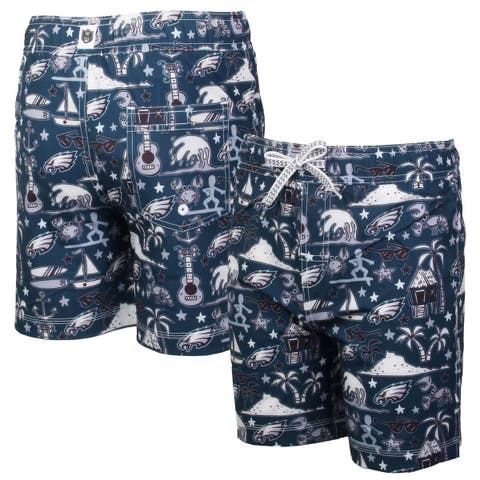 Youth Wes & Willy  Midnight Green Philadelphia Eagles Luau Swim Trunks