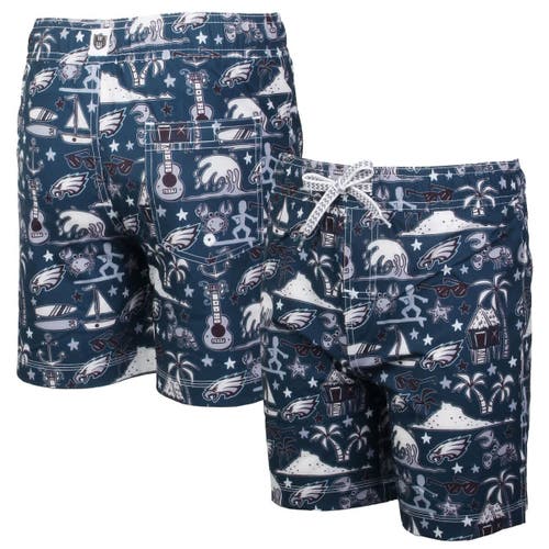 Wes & Willy Youth  Midnight Green Philadelphia Eagles Luau Swim Trunks In Blue