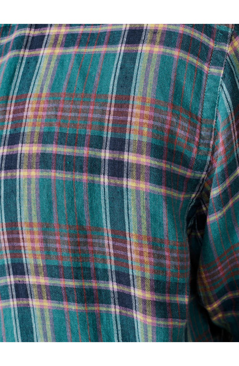 Aubin Croyland Madras Button-Down Linen Shirt, Alternate, color, Green Check
