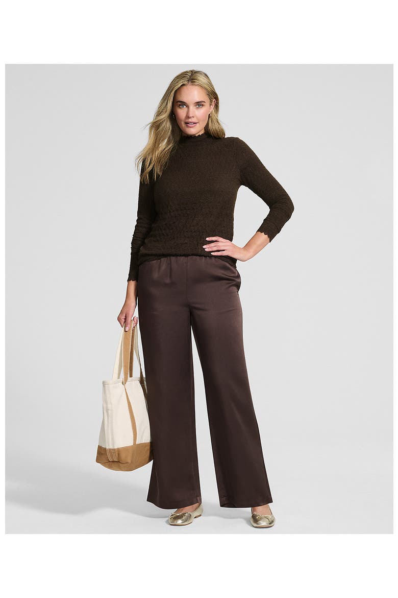 Long Sleeve Brushed Lace Mock Neck Top, Alternate, color, Rich Coffee