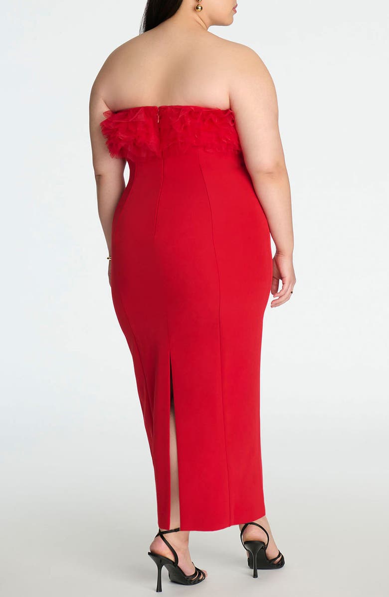 ELOQUII Tulle Ruffle Strapless Column Gown, Alternate, color,