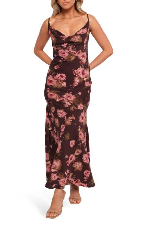 Enya Floral Print Chiffon Maxi Dress