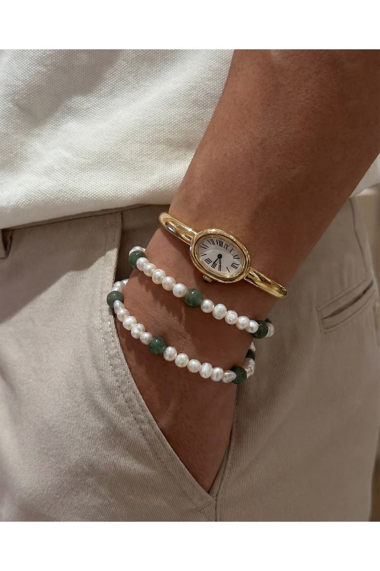 Isabelle Pearl and green jade bracelet, Alternate, color, Light green