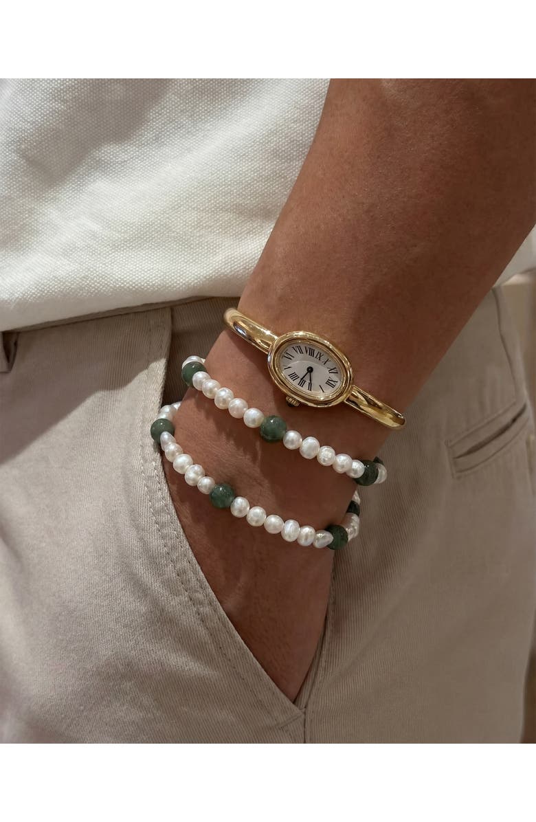 seree Isabelle Pearl and green jade bracelet, Alternate, color, Light Green