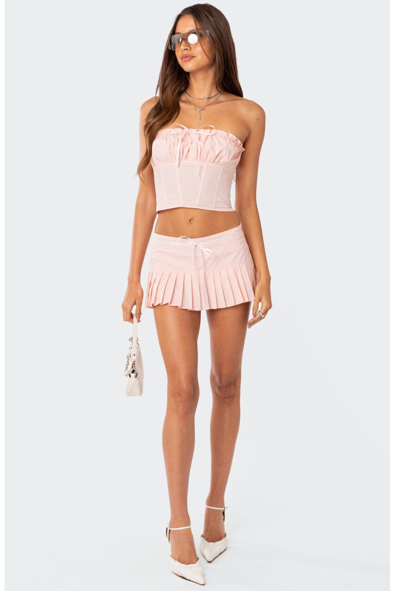 Karmen Lace-Up Strapless Corset Crop Top, Alternate, color, PINK