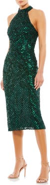 Mac Duggal Embellished Halter Neck Midi Dress