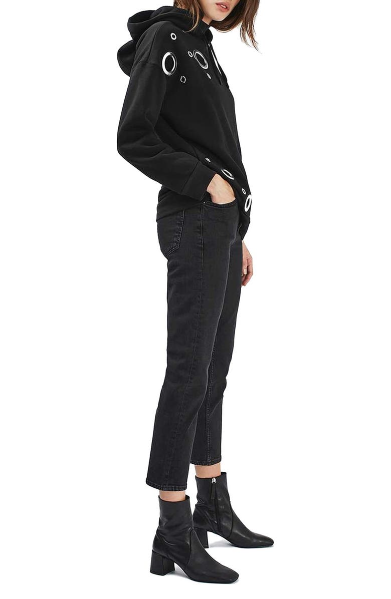 Topshop Grommet Oversize Hoodie, Alternate, color, 