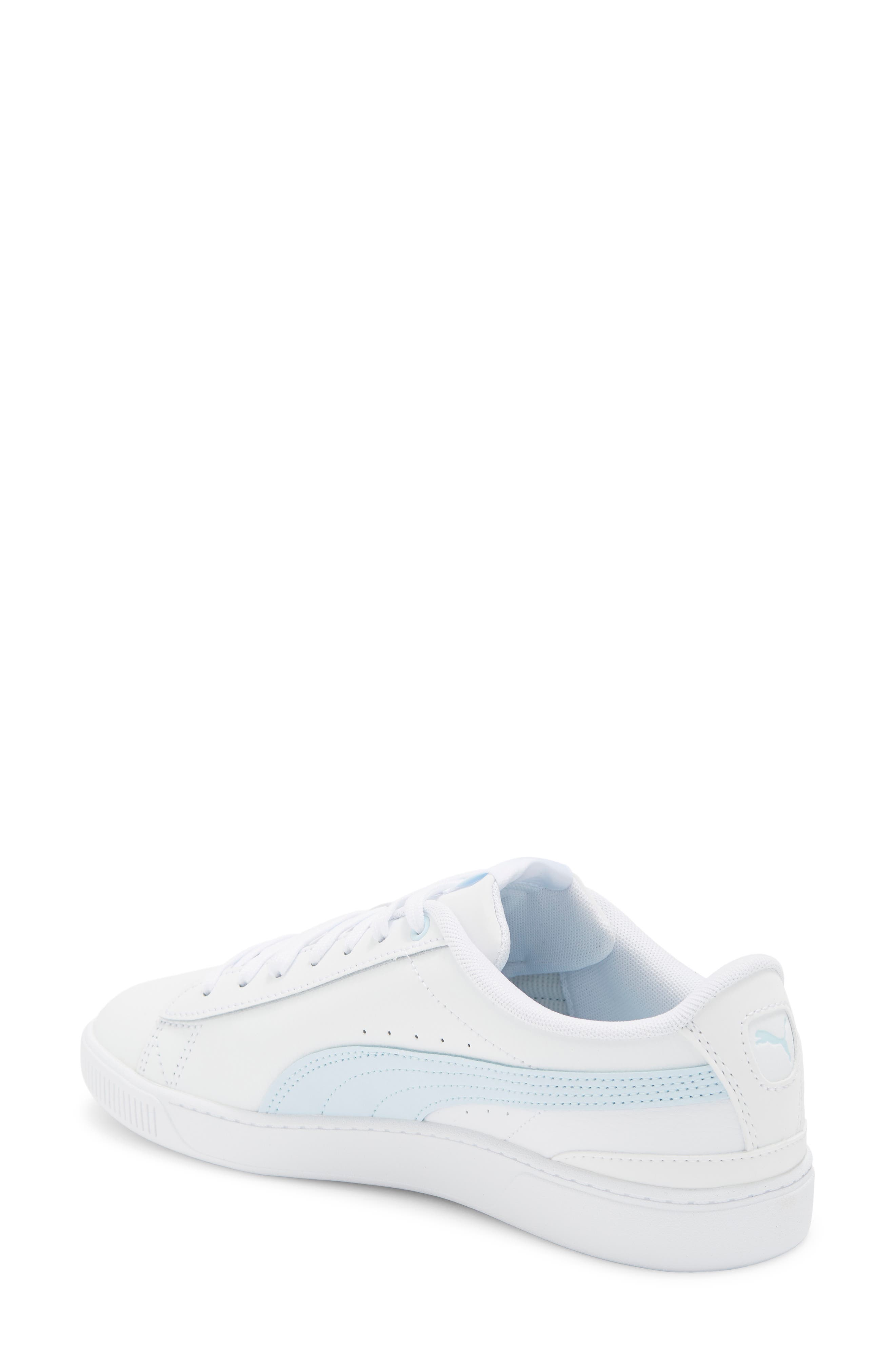 Vikky Leather Sneaker, Alternate, color, PUMA WHITE-ICY BLUE