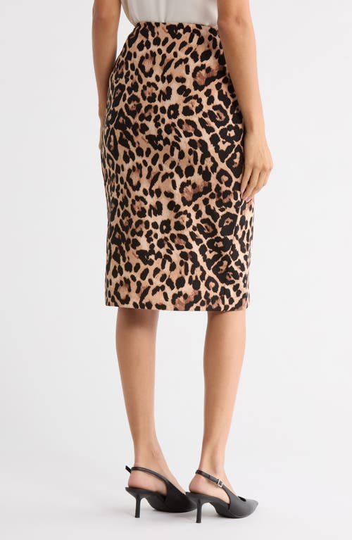 T Tahari Leopard Print Ponte Knit Pencil Skirt In Animal Print