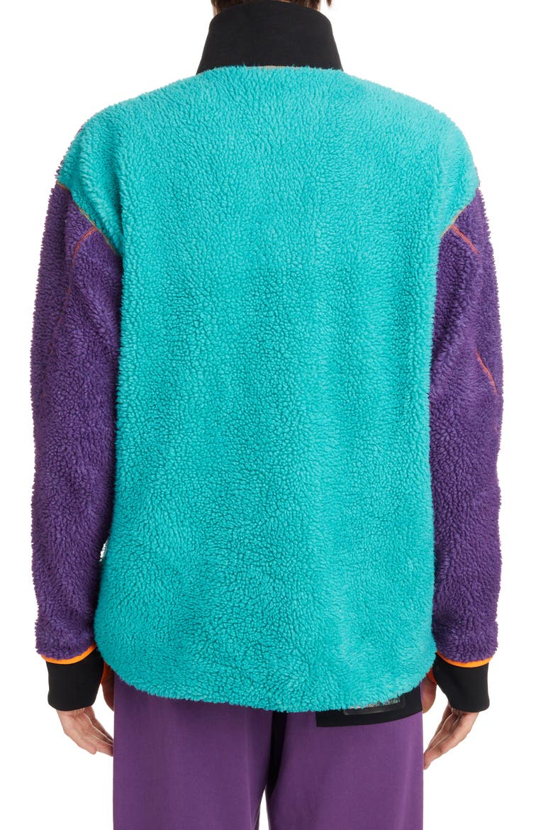 Colorblock Quarter Zip Fleece Pullover, Alternate, color, LIGHT BLUE