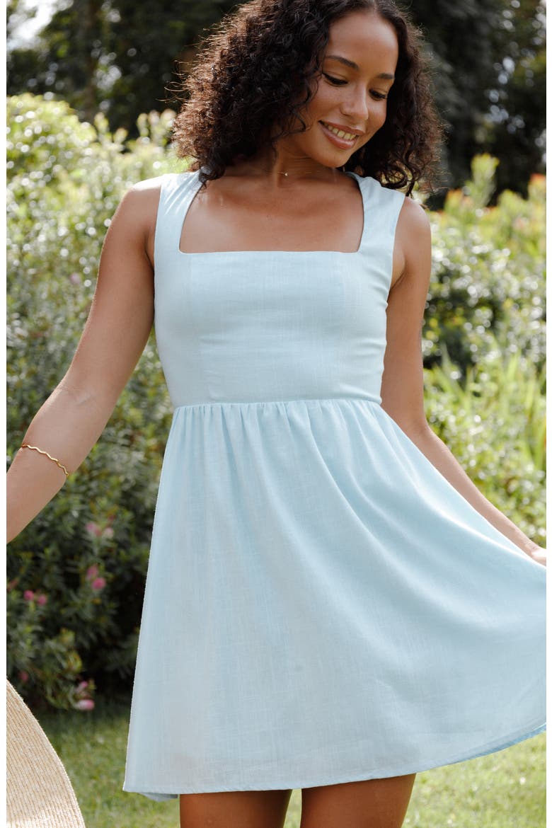 Zarly Sleeveless Fit & Flare Minidress, Alternate, color, PALE BLUE