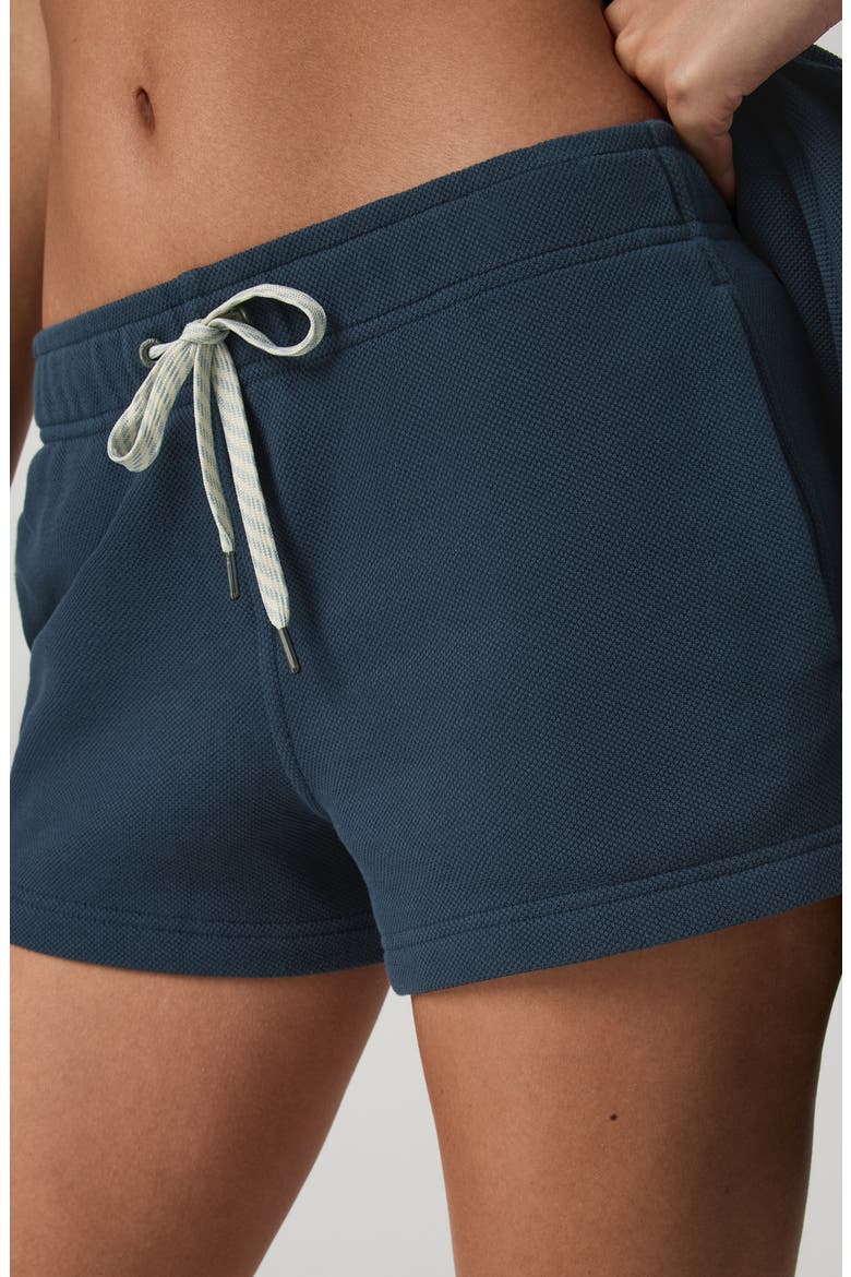 Cotton Blend Piquè Fleece Drawstring Shorts, Alternate, color, OCEAN BLUE