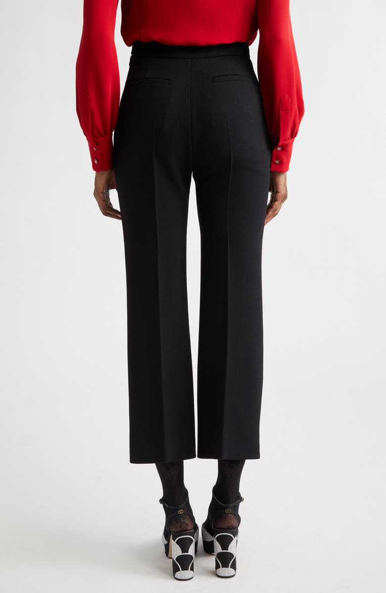 Valentino Wool Crepe Crop Flare Pants, Alternate, color, Black