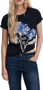 Desigual Floral Crewneck Cotton Graphic T-Shirt