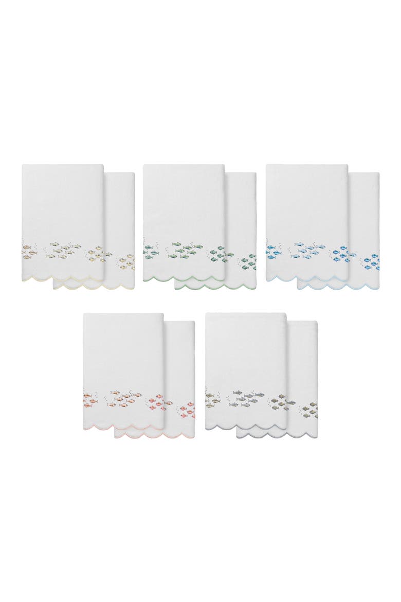 2-Piece Fish School Turkish Cotton Bath Towel Set, Alternate, color, WHITE/ GRAY
