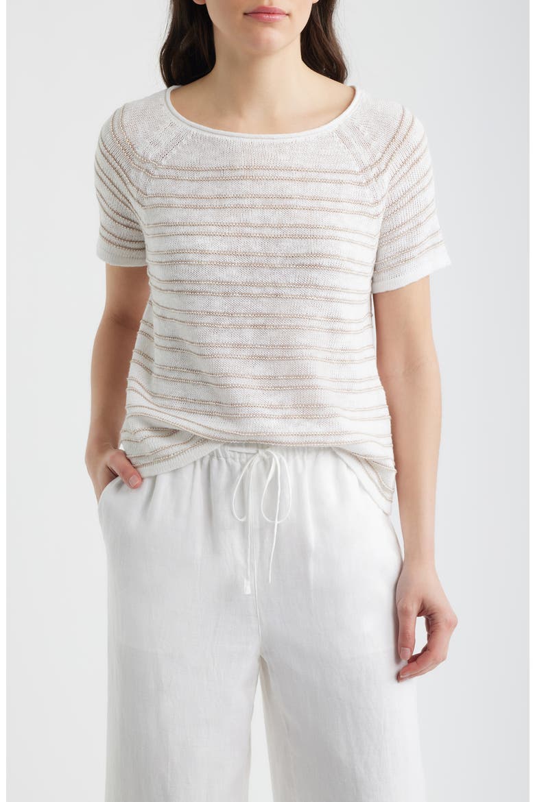 Open Stitch Organic Linen Blend Sweater, Main, color, WHEAT