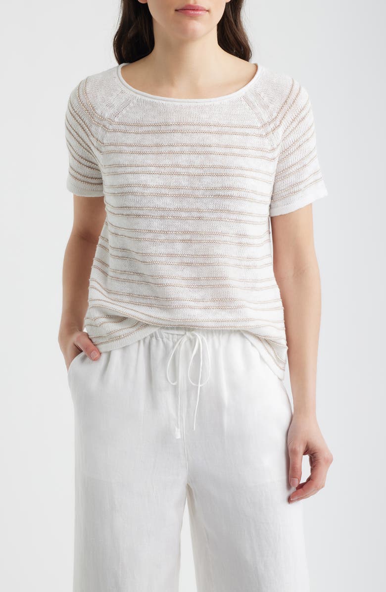 Eileen Fisher Open Stitch Organic Linen Blend Sweater, Main, color, 