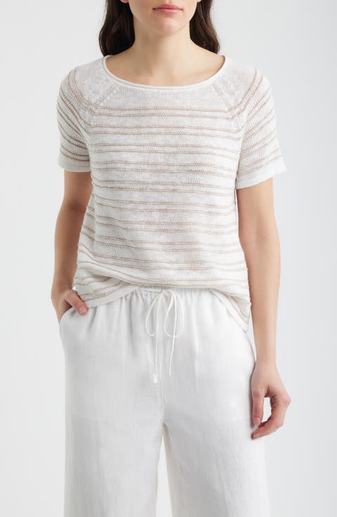 Open Stitch Organic Linen Blend Sweater