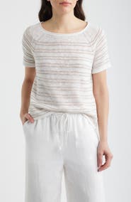 Eileen Fisher Open Stitch Organic Linen Blend Sweater
