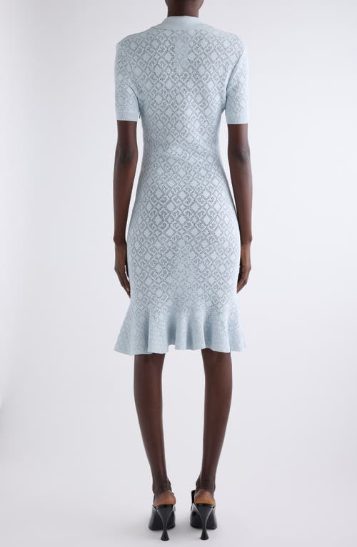 Givenchy Monogram 72 Jacquard Knit Polo Dress In Pale Blue