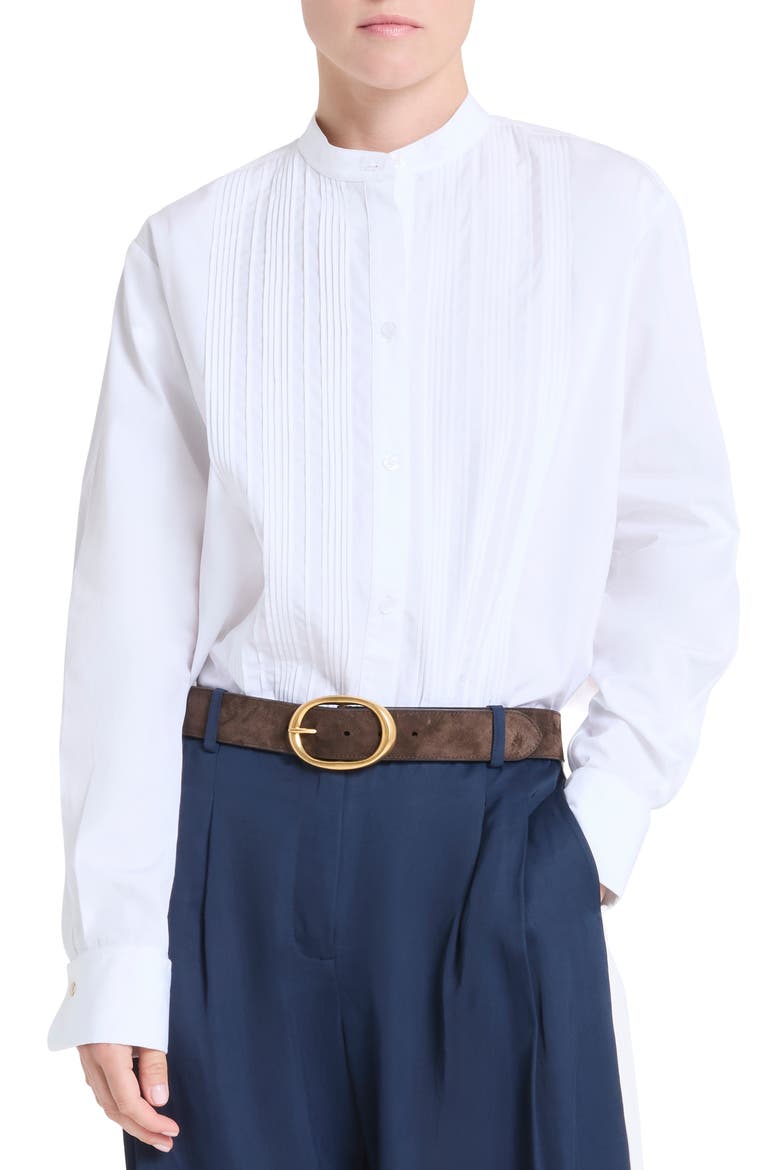 Painter Pintuck Cotton Shirt, Main, color, WHITE