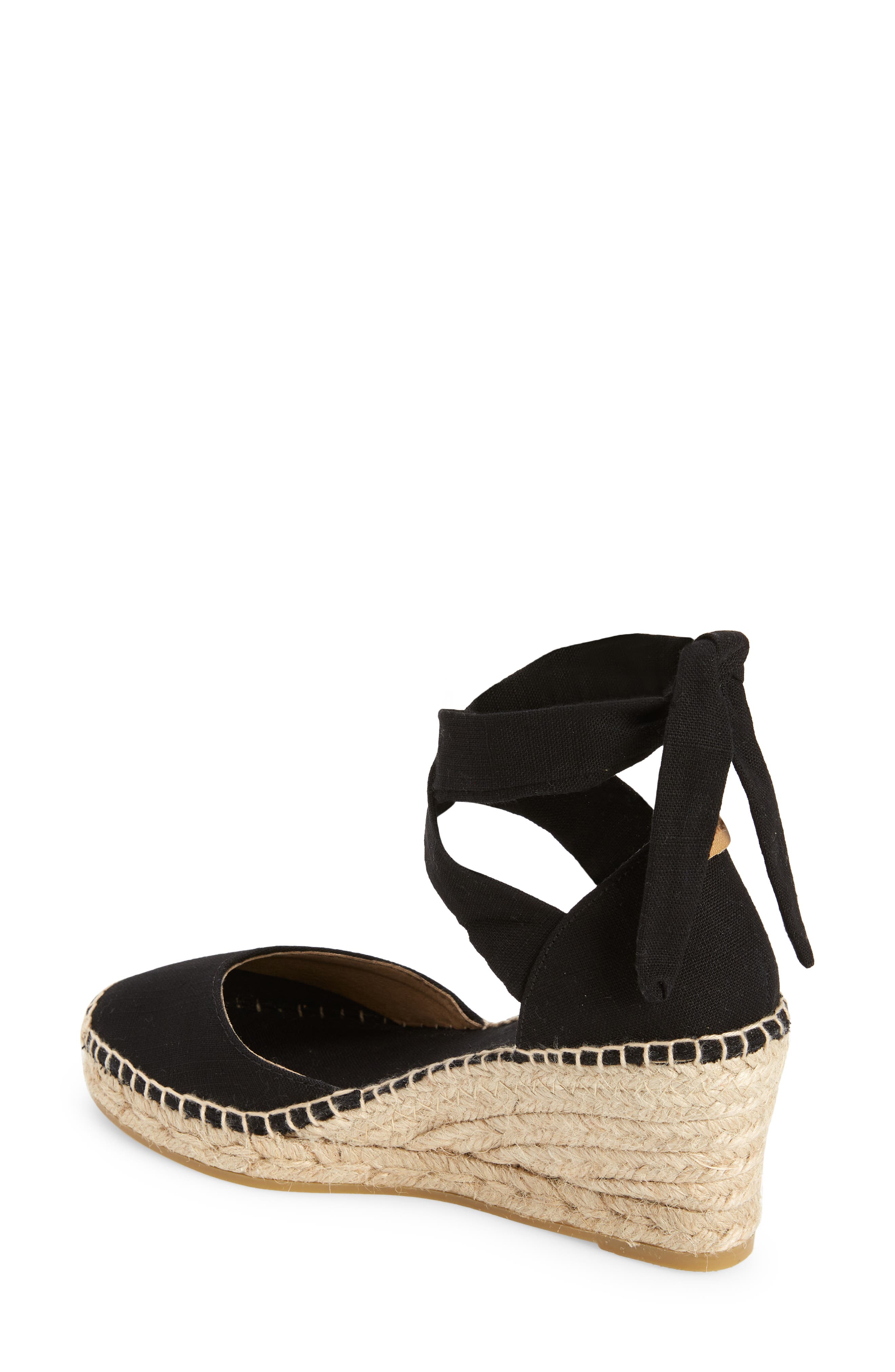 Toni Pons Julia Anke Wrap Wedge Espadrille, Alternate, color, Black Fabric