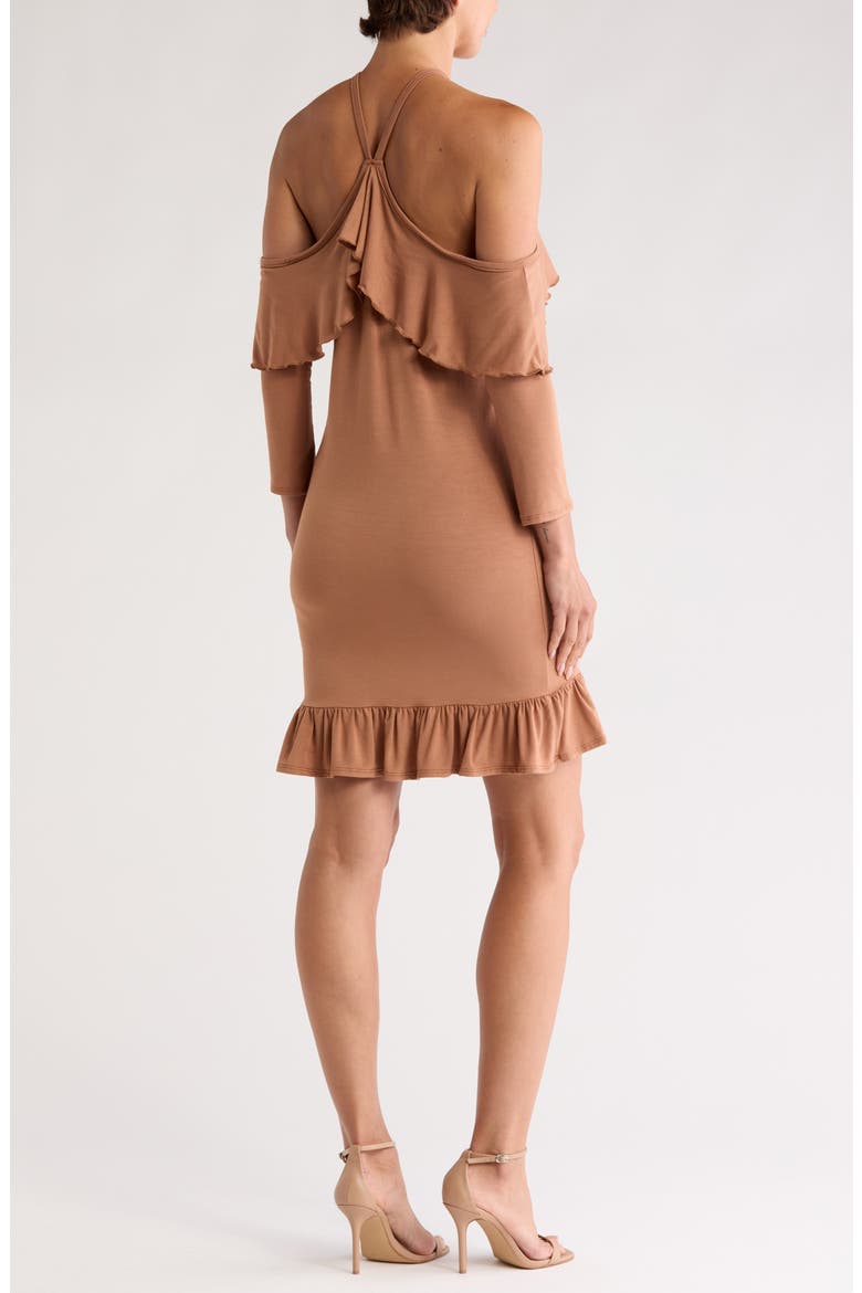 Ruffled Cold Shoulder Dress, Alternate, color, SUNBURN