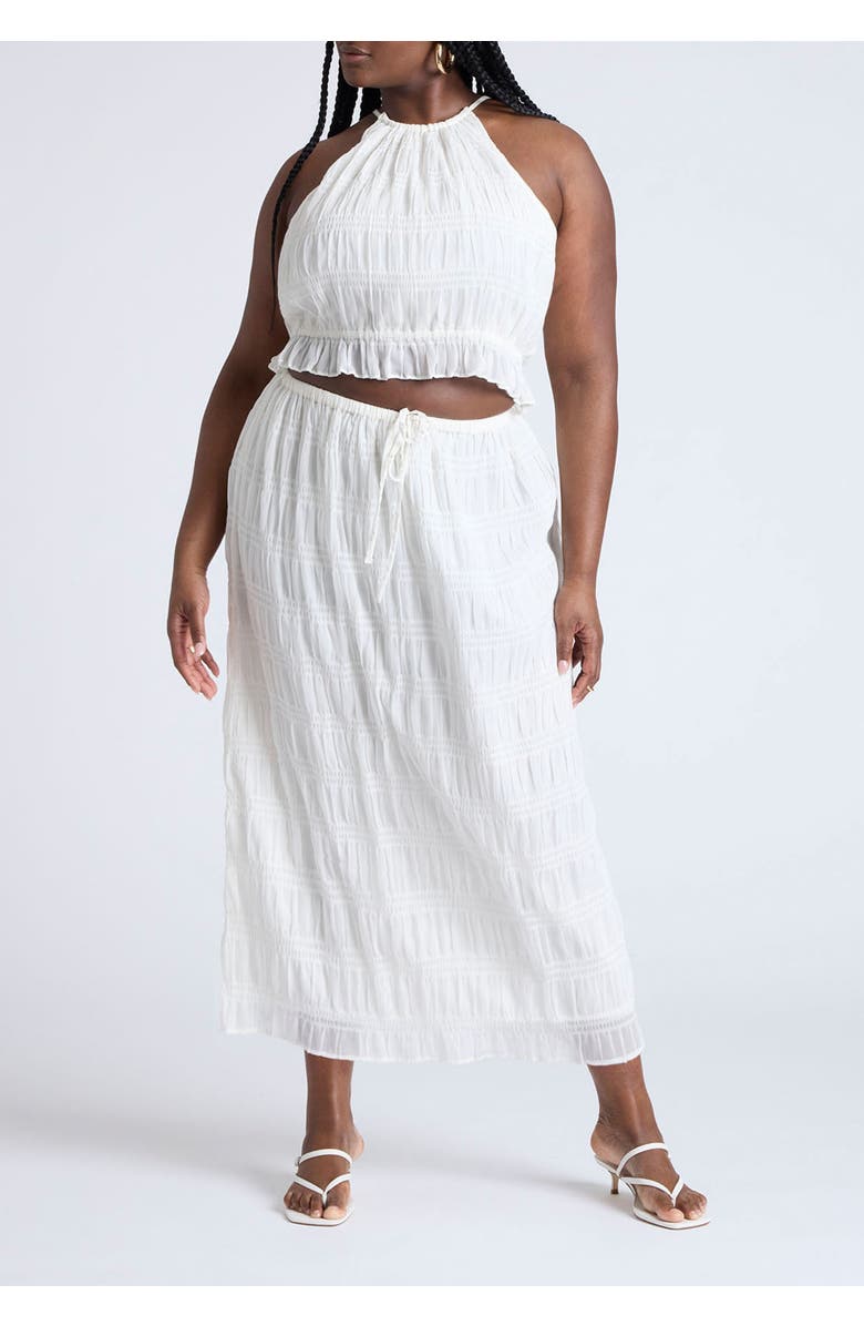 ELOQUII Ruched Tiered Top, Alternate, color, Jet Stream