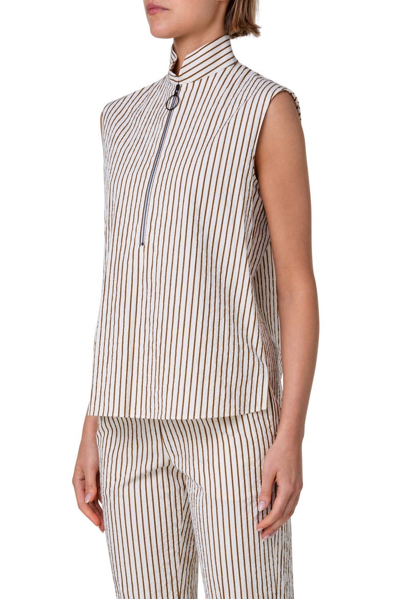 Boxy Stripe Sleeveless Half Zip Top, Alternate, color, CREAM-SUN-BLACK