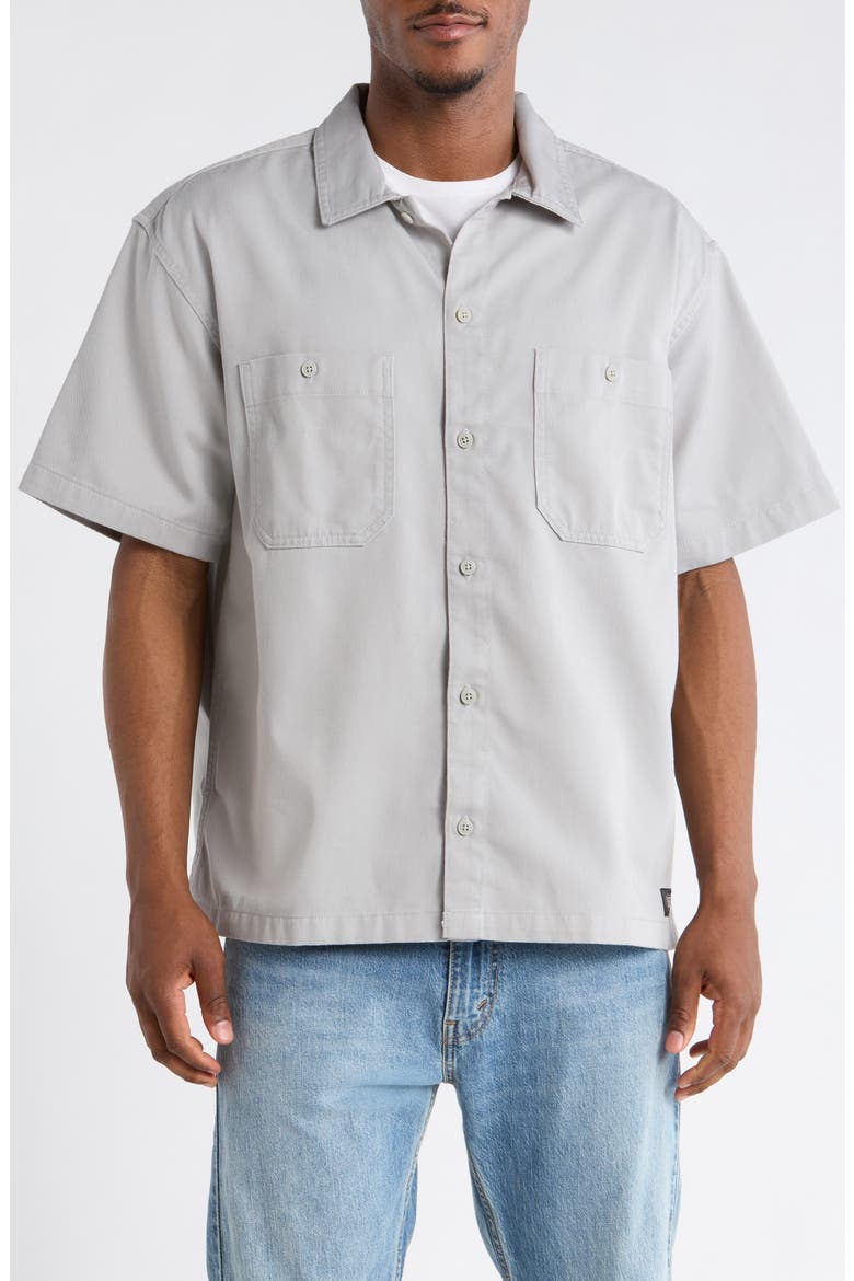 Larkspur Short Sleeve Cotton Button-Up Work Shirt, Alternate, color, DRIZZLE